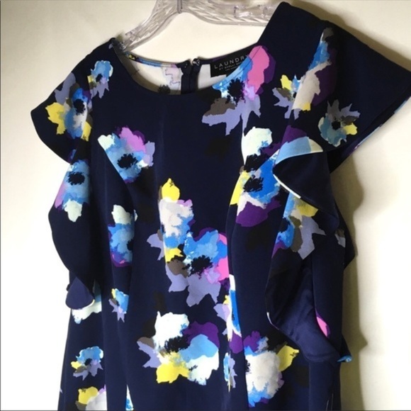 NWT Laundry floral flutter ruffle dress 14 W 1X - Picture 5 of 8